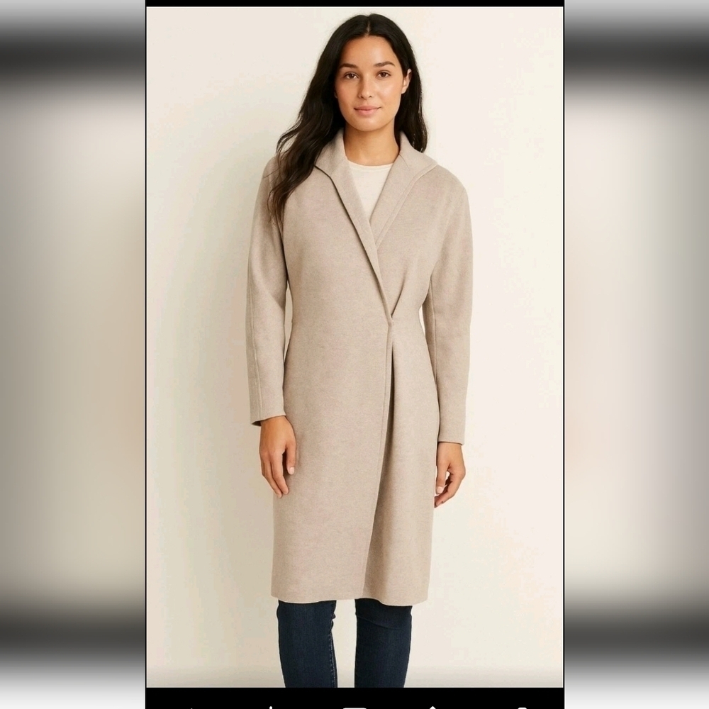Ralph Lauren Vintage Purple Label   Women's Cream Wool Quiet Luxury Duster 8